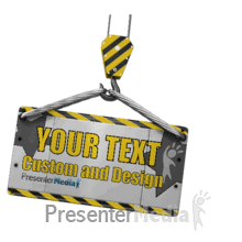 Construction Sign Swinging On Hook Presentation clipart