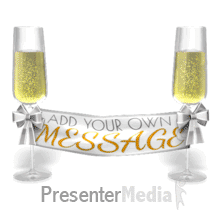 Champagne Glasses With Banner Presentation clipart