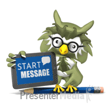 Owl On Pencil Holding Sign Presentation clipart