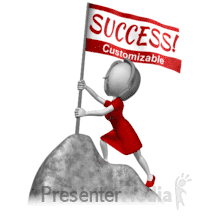 Woman Stake Flag Mountain Summit Presentation clipart