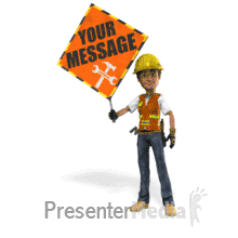 Construction Worker Holding Sign Presentation clipart