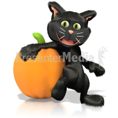 Cat Leaning On Pumpkin Presentation clipart