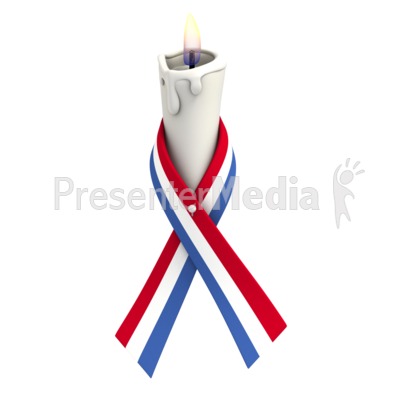 Red White Blue Ribbon Candle Presentation clipart