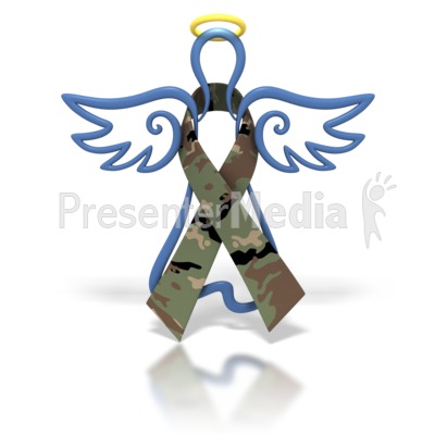 Angel Outline Army Camo Ribbon Presentation clipart