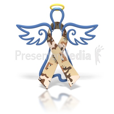 Angel Outline Desert Camo Ribbon Presentation clipart