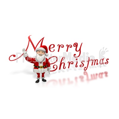 Santa Waving Merry Christmas Presentation clipart