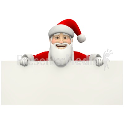 Santa Holding Sign Presentation clipart