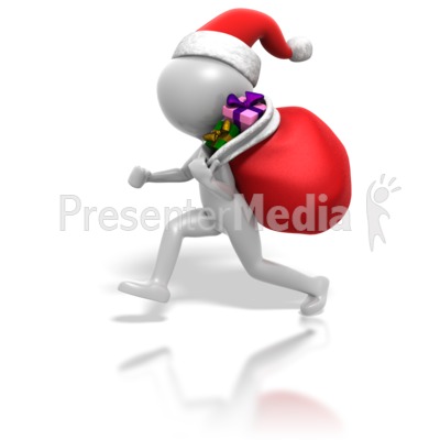 Christmas Stickman Gifts In Bag Presentation clipart