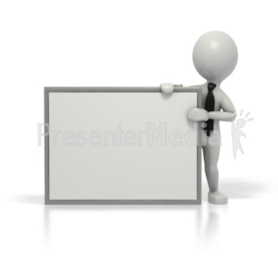 Business Grey Stick Guy Blank Sign Presentation clipart
