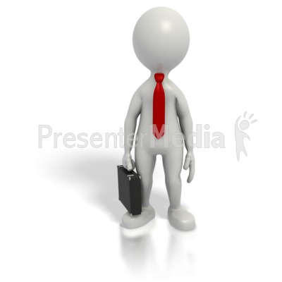 Business Grey Stick Guy Briefcase Presentation clipart