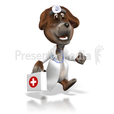 cartoon dog running. Cartoon Dog Vet with First Aid