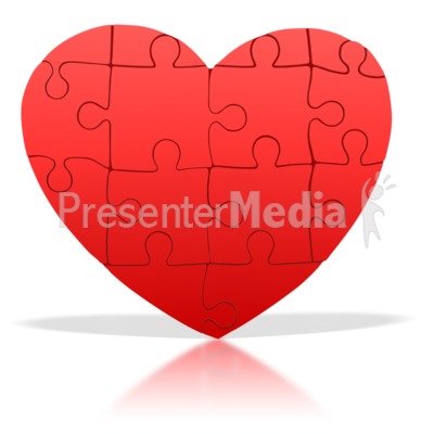 Love Heart Jigsaw. Standing Heart Puzzle Pieces