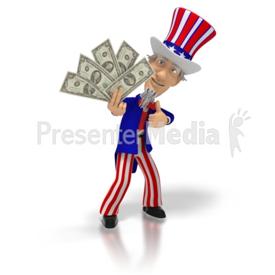 Uncle Sam Holding Money Presentation clipart