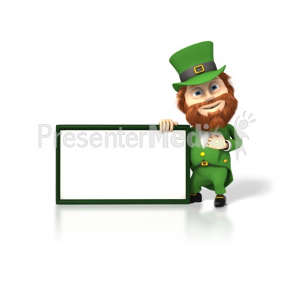 Happy Leprechaun With Sign Presentation clipart