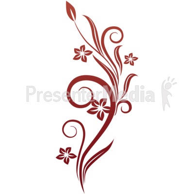 Vines Swirl Red Flowers Presentation clipart