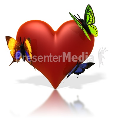 Butterflies Resting On Heart Presentation clipart