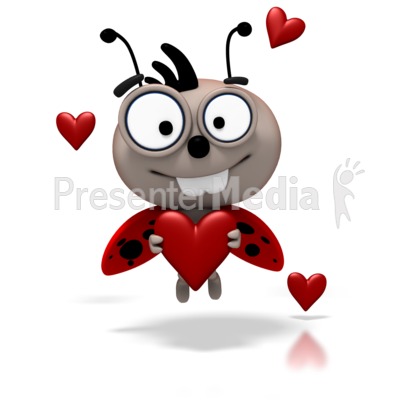 Ladybug - Love Bug Flying Holding Heart Presentation clipart