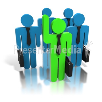Green Stick Figure Stand Out Crowd Presentation clipart