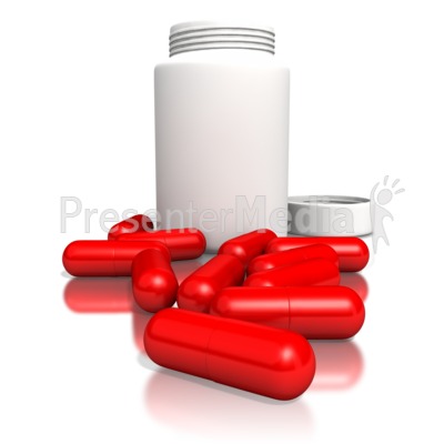 Blank Pill Bottle With Red Pills Presentation clipart
