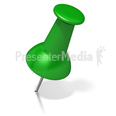 Green Thumb Tack Angled Right Presentation clipart