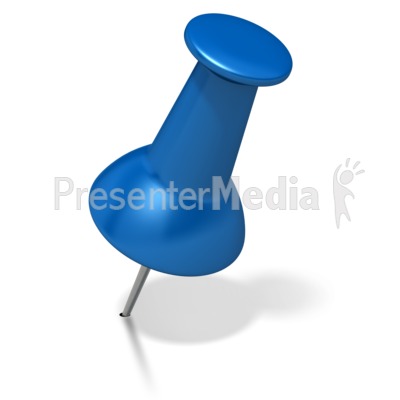 Blue Thumb Tack Angled Right Presentation clipart