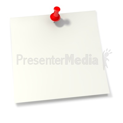 Thumbtack in White Sticky Note Presentation clipart