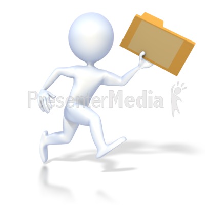 3D Figure Running with File Folder Presentation clipart