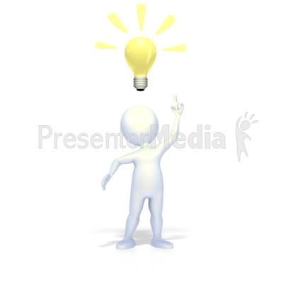 clip art light bulb idea. This clipart image show a stick figure with an idea light bulb over his 