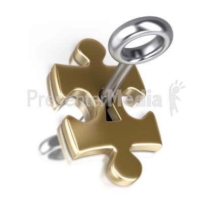 Gold Puzzle Piece Silver Key Insert Presentation clipart