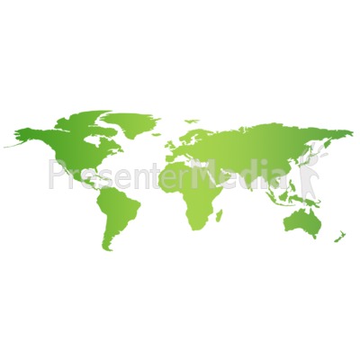 Green Flat World Map PowerPoint Clip Art