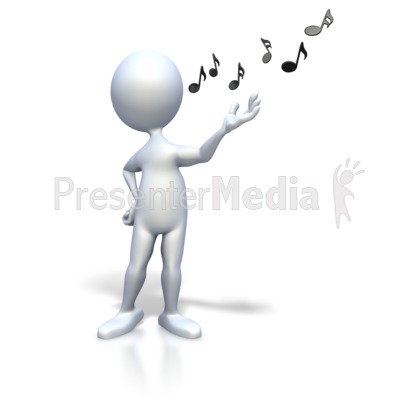 Stick Figure Singing Music Notes Presentation clipart