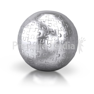 Shiny Silver Puzzle Pieces Globe Presentation clipart