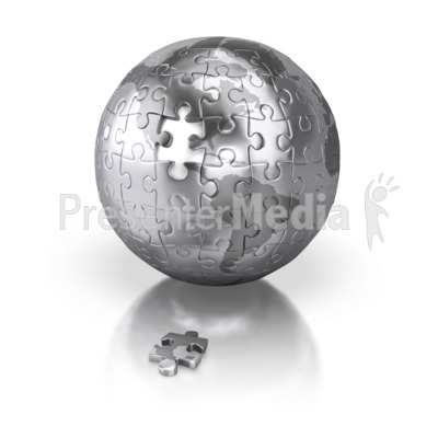 Shiny Silver Puzzle Globe Americas Presentation clipart
