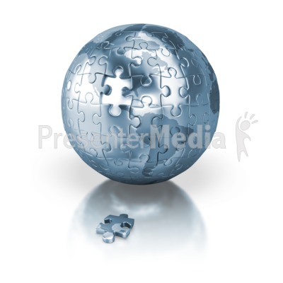 Shiny Blue Puzzle Globe Americas Presentation clipart