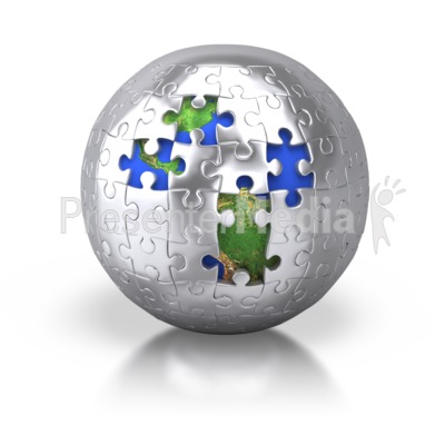 Silver Puzzle Pieces Revealing Earth Presentation clipart