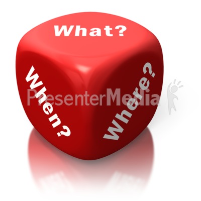 What When Where Red Dice Presentation clipart