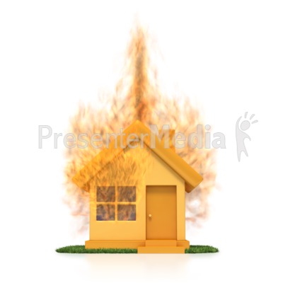  Home on House On Fire Powerpoint Clip Art