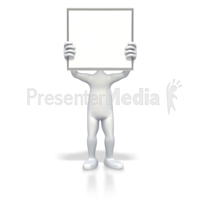 Stick Figure Blank Sign Over Face Presentation clipart