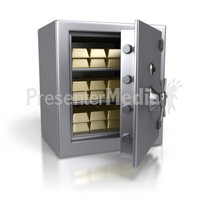 Steel Safe Containing Gold Bars Presentation clipart