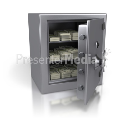 Steel Safe Containing Cash Dollars Presentation clipart