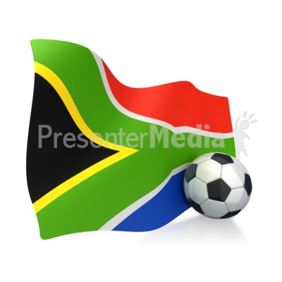 South African Flag With Soccer Ball Presentation clipart