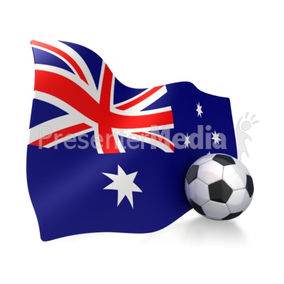 Australian Flag With Soccer Ball Presentation clipart