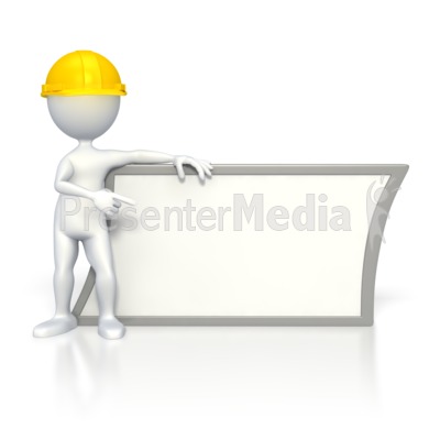 Worker Pointing at Sign Presentation clipart