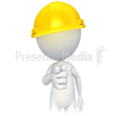 Figure with Hard Hat Pointing Presentation clipart