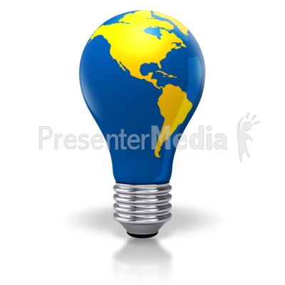 Light Bulb World Map North South America Presentation clipart