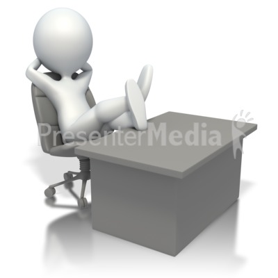 3D Stick Figure Relaxing At Desk Presentation clipart