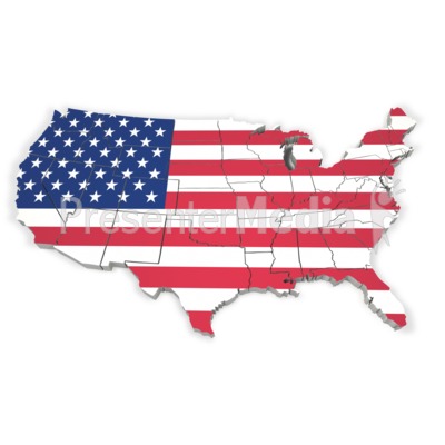 United States Map With Flag PowerPoint Clip Art