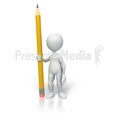 Stick Figure Hold Pencil Presentation clipart