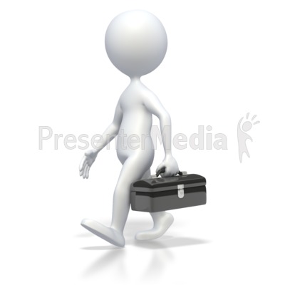 3D Stick Figure Walking with Toolbox Presentation clipart