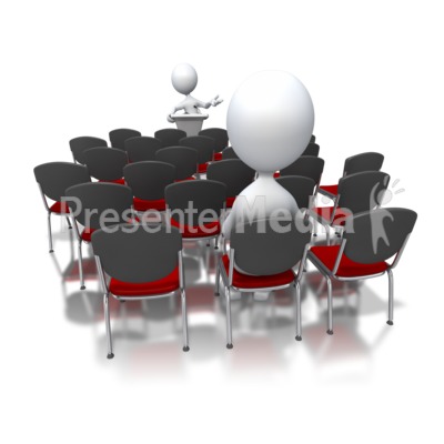 Stick Figure Speaking To Small Audience Presentation clipart